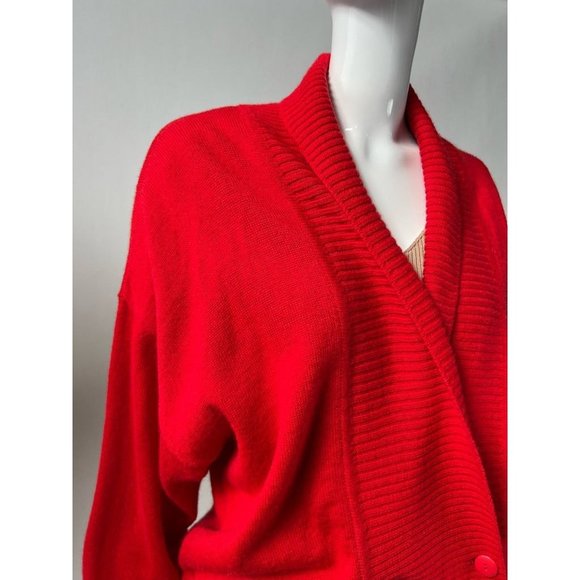 Vintage Laura Lorani Womens Cardigan Sweater Red Wool Surplice Long Sleeve EU 42 - Picture 9 of 12